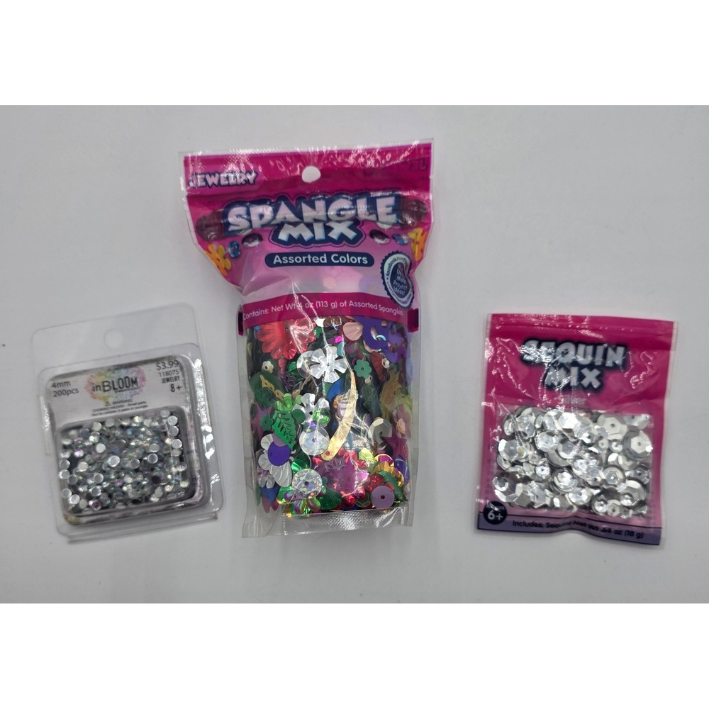 Horizon Group Spangle Mix Sequin Mix and in Bloom Rhinestones Craft Set 3pk